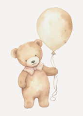 Cute teddy bear with balloon