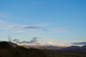 Snowdonia National park snow capped mountain range