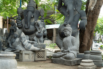 Naklejka premium Statue de Budda , sculpté à Mahabalipuram sud de l'inde