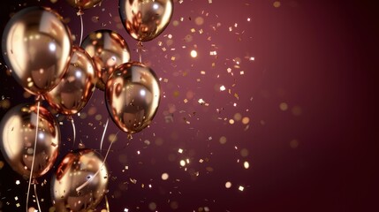 Luxurious Abstract Birthday Background with Gold Balloons and Sparkling Confetti for Elegant Celebrations