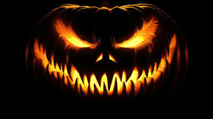 Naklejka premium Halloween Pumpkin with Sharp Teeth