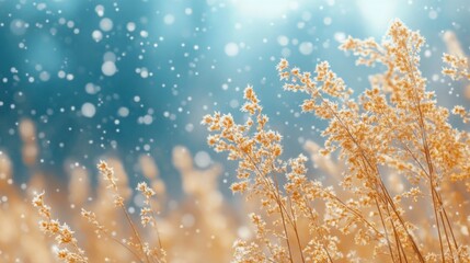 Hoarfrost on the leaves. Beautiful frozen plants. Natural winter texture. Macro nature. Grass with ice crystals on natural blurry bokeh background