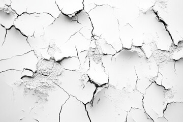 Naklejka premium Cracked white wall with uneven texture