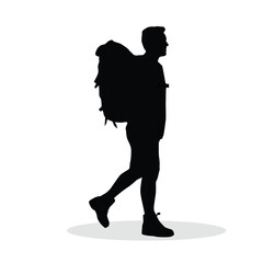 Backpacker Silhouette, cute Backpack Vector Silhouette, Cute Backpack cartoon Silhouette, Backpacker vector Silhouette, Backpack icon Silhouette, Backpacker vector																									