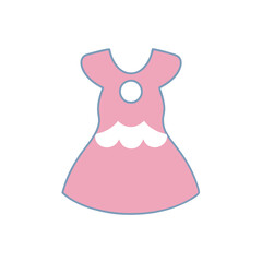 This adorable illustration features a cute baby girl dress design in a charming cartoon style, perfect for kids' fashion. Ideal for prints, apparel designs, and delightful decor.
