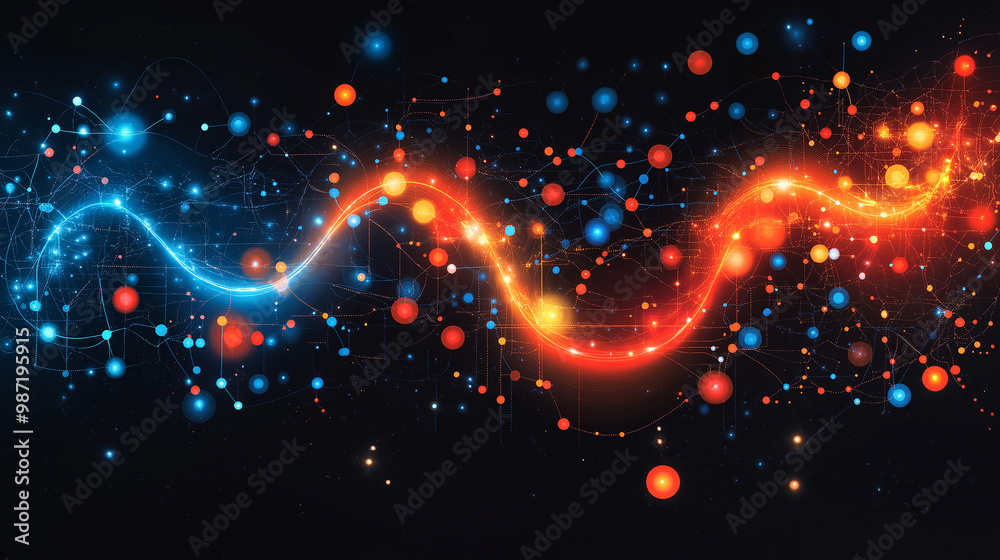Poster Abstract digital technology background, Algorithm Efficiency: A comparison between two algorithms, illustrating the concept of algorithmic efficiency.