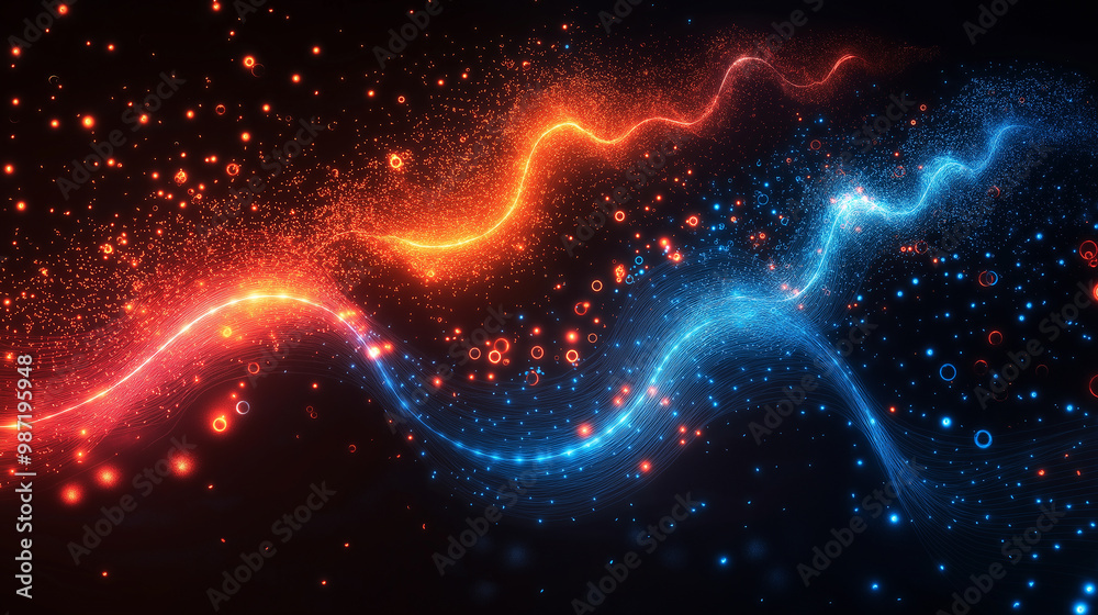 Poster Abstract digital technology background, Algorithm Efficiency: A comparison between two algorithms, illustrating the concept of algorithmic efficiency.