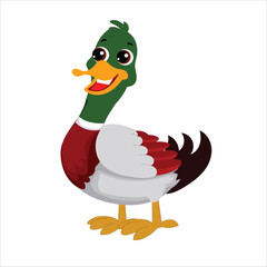 Cartoon cute duck vector illustration 2d Animatiion