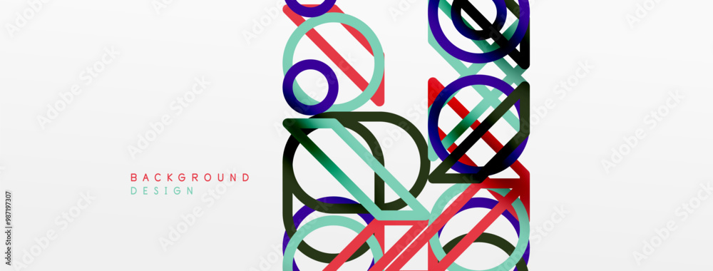 Poster Abstract background - colorful circle lines technology or business digital template