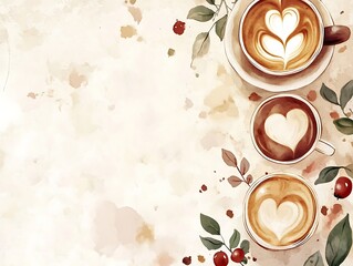Watercolor coffee cup frame background