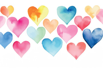 Colorful watercolor heart pattern