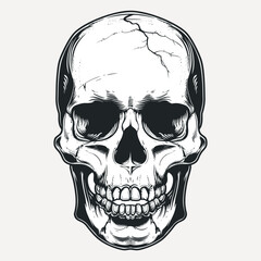 Detailed monochrome skull illustration
