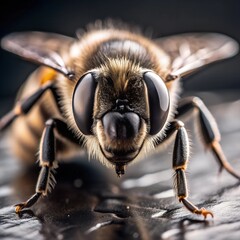 Macro photography of bee detailed close-up shot | Stunning macro bee with huge eyes close-up