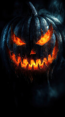 Fototapeta premium Creepy Halloween Pumpkin in the Dark.