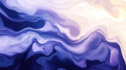 Fototapeta premium Aesthetic wavy dynamic background. Purple, blue, white, and dark beige colors. Banner template. Generative AI