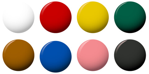 Realistic Snooker Balls isolated on a transparent background