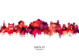 Obraz premium Santa Fe New Mexico Skyline Red