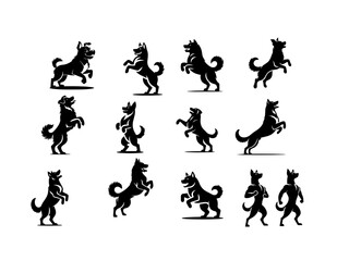 Dog animal vector black logo type
dog Pose vector silhouette illustration black color white background Vector free dog vector set.