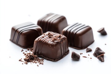 Fototapeta premium chocolate candy close up on a white , ai