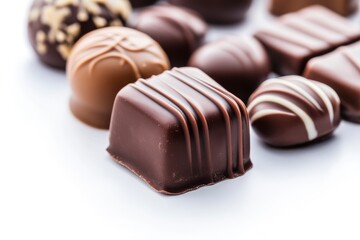 Fototapeta premium chocolate candy close up on a white , ai