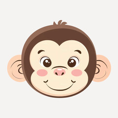 Fototapeta premium Cute cartoon monkey face illustration