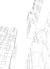 Modern building design 3d rendering 