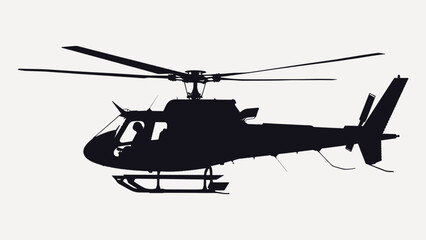 Black helicopter silhouette isolated.