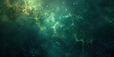 Fototapeta premium Green particles glimmer in the dark