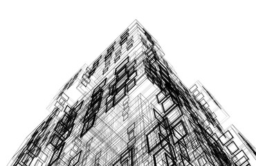 Modern building design 3d rendering 