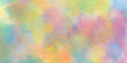 Pastel colors wet effect hand drawn soft watercolor background, Abstract cloudy gradient background with multicolor cloudy stains, multicolor clouds texture watercolor picture painting illustration.
