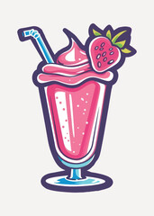 Delicious strawberry milkshake illustration