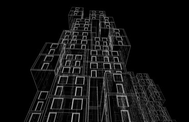 Modern building design 3d rendering 