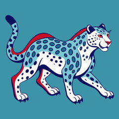 A drawing of a leopard with blue eyes
