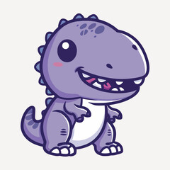 Cute purple dinosaur cartoon illustration