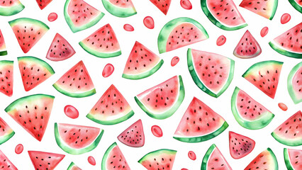 Watercolor watermelon pattern background, watermelon, cute, fruit, pattern, background, watercolor, summer, fresh, colorful, pink