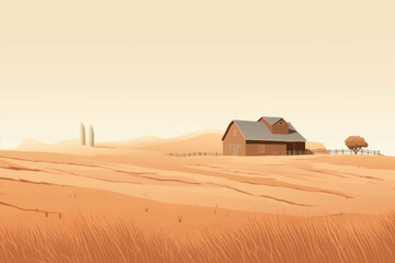 Serene rural farm landscape illustration