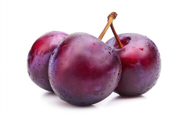 Obraz premium Plums isolated on White Background, closeup , ai