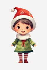 Cute Christmas elf illustration