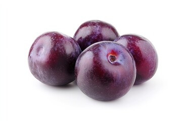 Plums isolated on White Background, closeup , ai