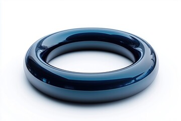 Modern blue torus-shaped object, white isolate background