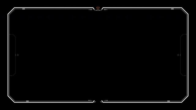 Universal Technology Line and frame Video overlay Futuristic HUD Head up display interface template with basic geometry line element. Video template widescreen aspect ratio