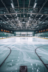 Naklejka premium Sunny afternoon, empty ice rink awaits