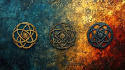 beautiful celtic knots and symbols on vibrant backdrop, a captivating banner for those who appreciate celtic art