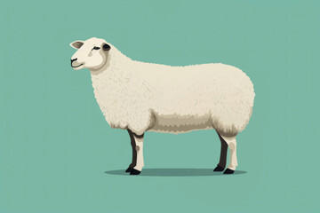 White sheep illustration, green background
