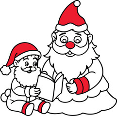Line art Santa Claus illustration art.