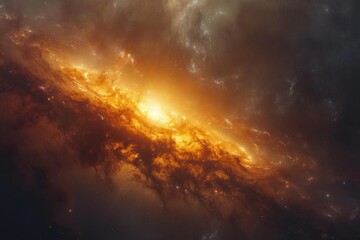 Fototapeta premium Majestic Spiral Galaxy Glowing Brightly in the Vastness of Outer Space