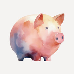 Colorful watercolor piggy bank