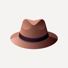 Stylish brown fedora hat illustration