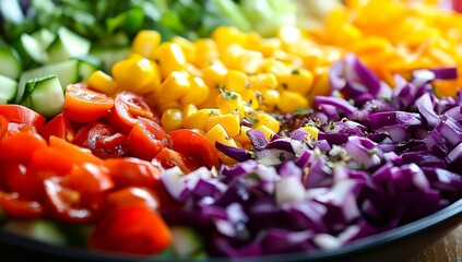 Colorful chopped vegetables in a bowl.