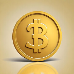 Bitcoin dollar gold coin icon illustration 3D